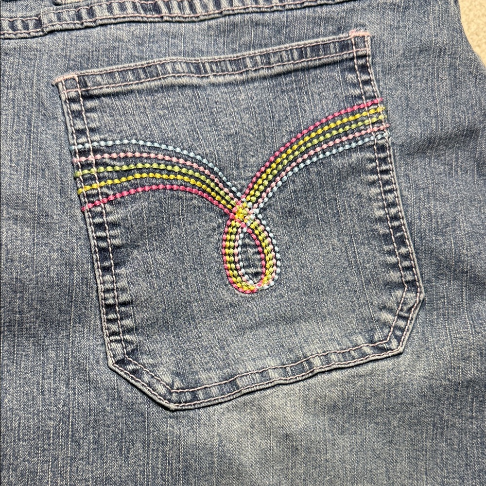 Blue Women Jeans capri with Rainbow Detail - Picture 3 of 10
